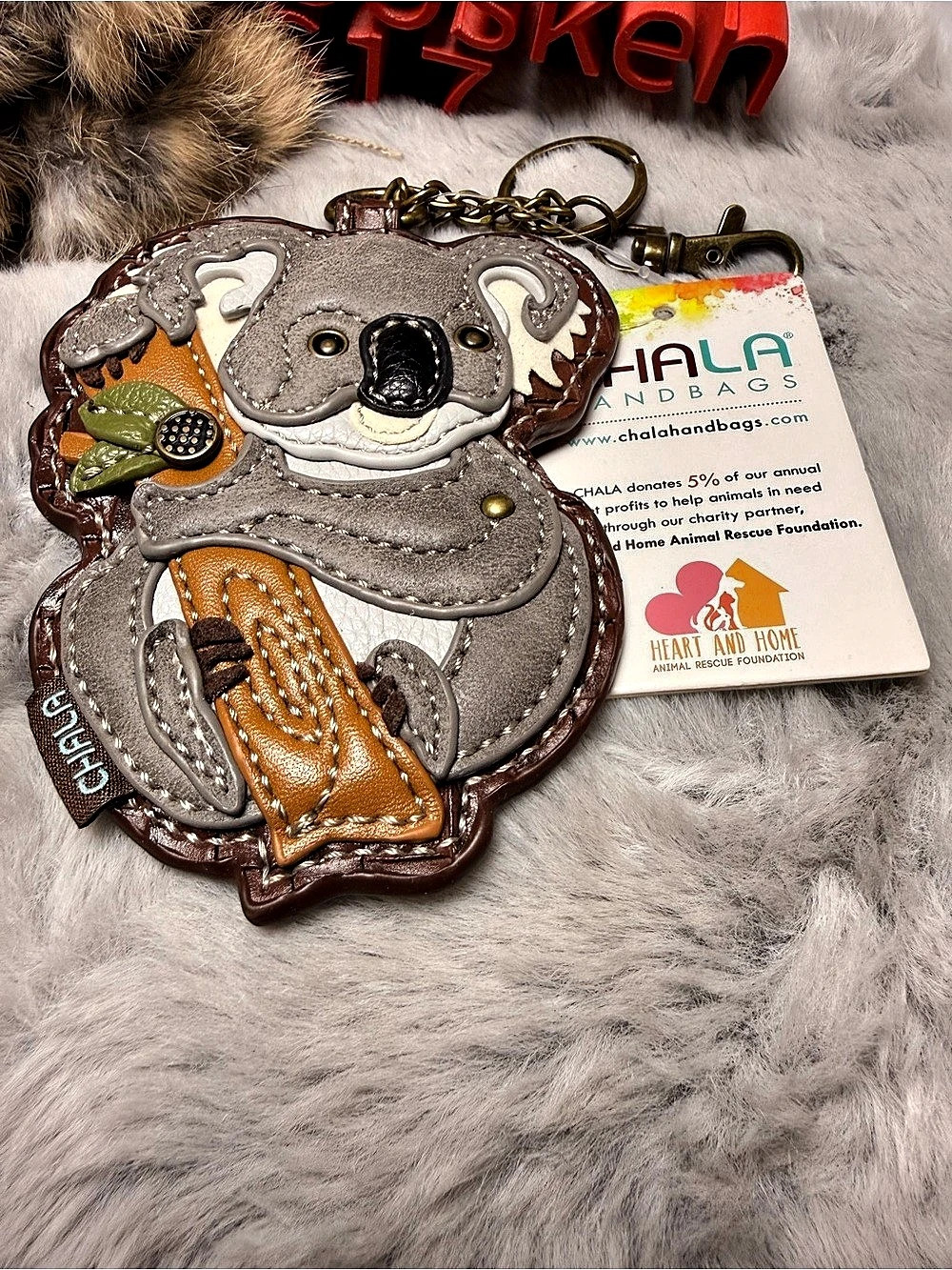 Chala Koala Keychain Wallet Brown & Gray NWT